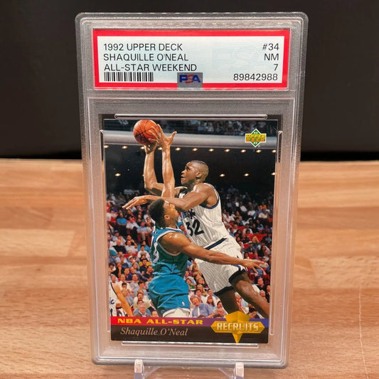 Graded Shaquille O’Neal basketball card from 1992 Upper Deck Star Weekend PSA 7