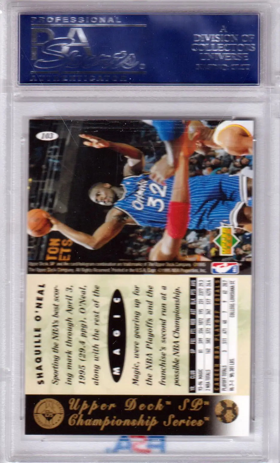 Shaquille ONeal basketball card from 1994 Upper Deck SP Championship PSA 10 GEM MINT