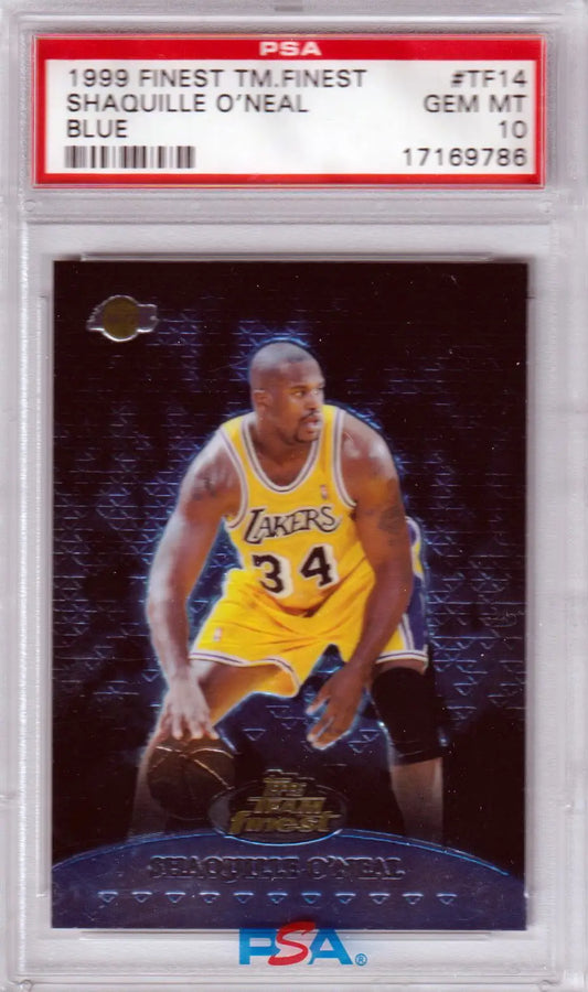 Graded Shaquille ONeal basketball card from Columbia Hobby Finest Team Blue PSA 10
