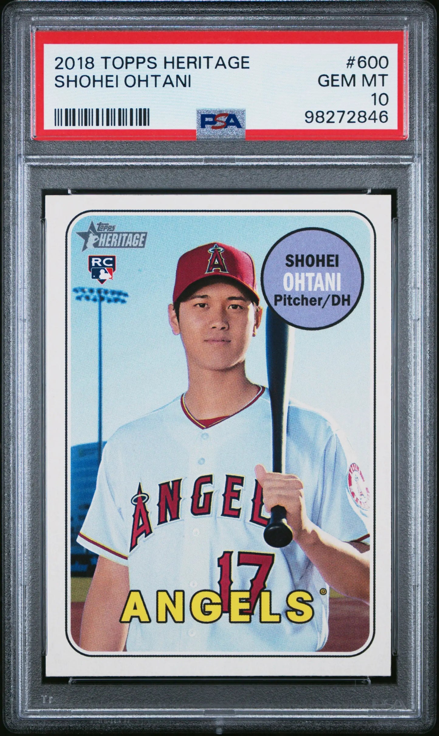 PSA-graded Shohei Ohtani 2018 Topps Heritage Rookie #600 in Gem Mint condition
