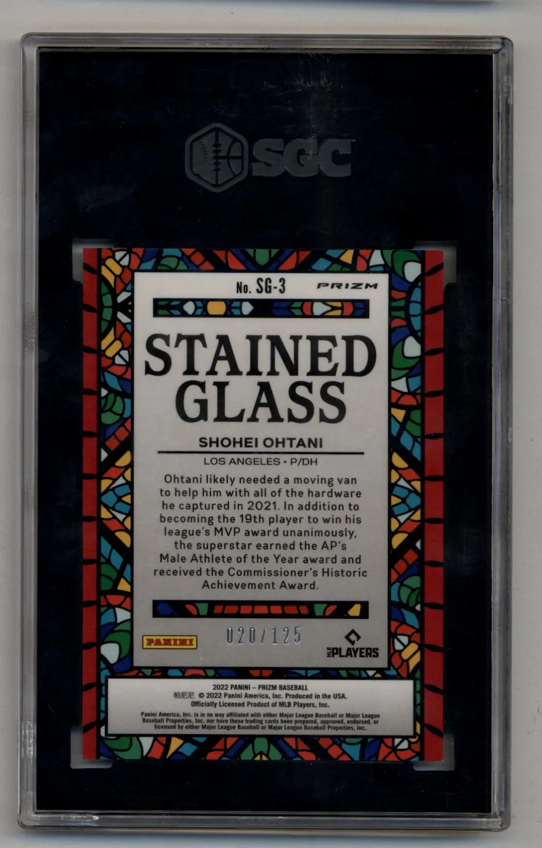Shohei Ohtani Prizm Stained Glass Lime Green baseball card 20/125 SGC 10 Gem Mint