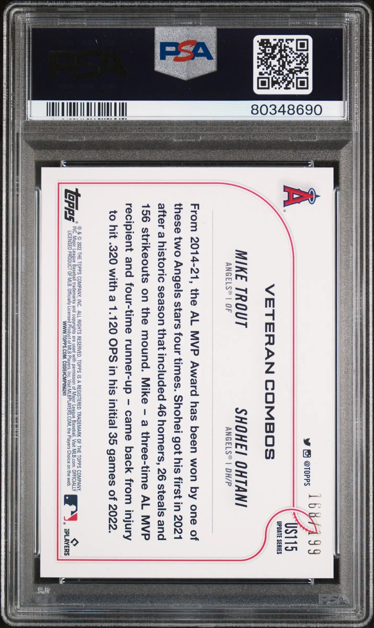Graded Shohei Ohtani Mike Trout 2022 Topps Update Red Foil baseball card PSA 10