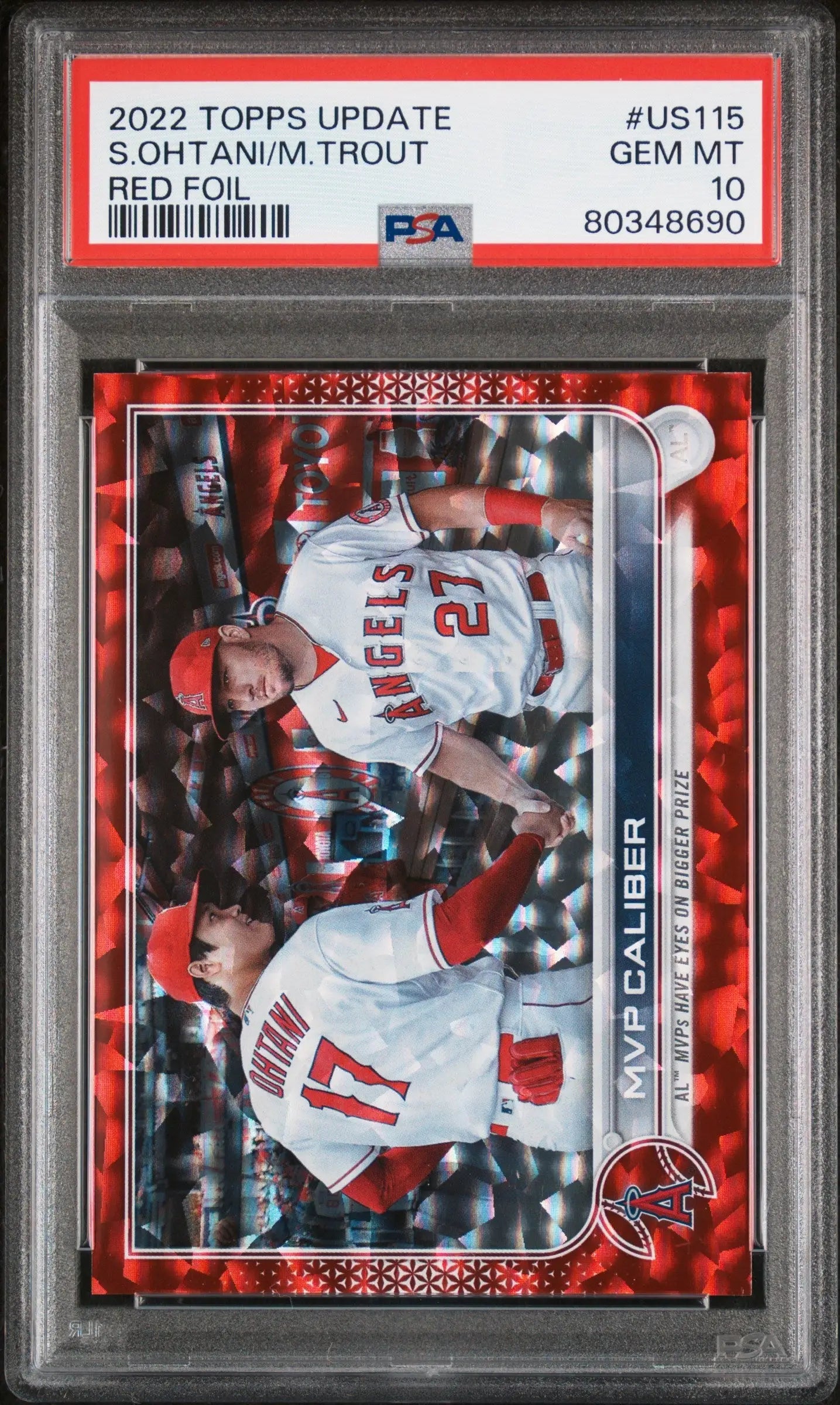 Graded 2022 Topps Update Red Foil Shohei Ohtani Mike Trout baseball card PSA 10