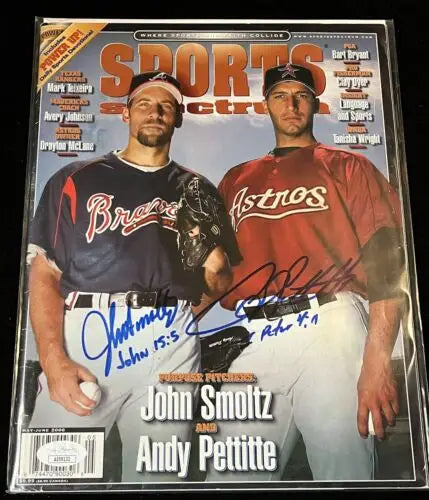 Signed Sports Spectrum magazine featuring John Smoltz and Andy Pettitte’s autographs