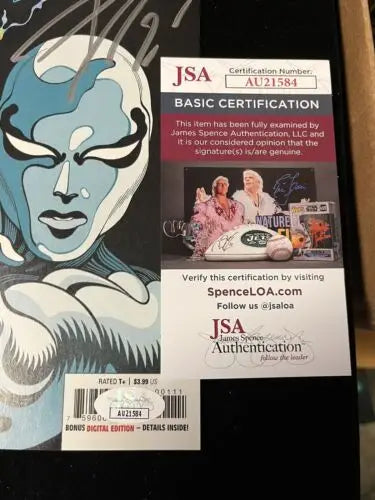 Signed Silver Surfer comic book by Donny Cates with JSA authentication for collectors