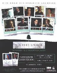 DVD cover for Six Feet Under featuring character portraits on trading card sell sheet
