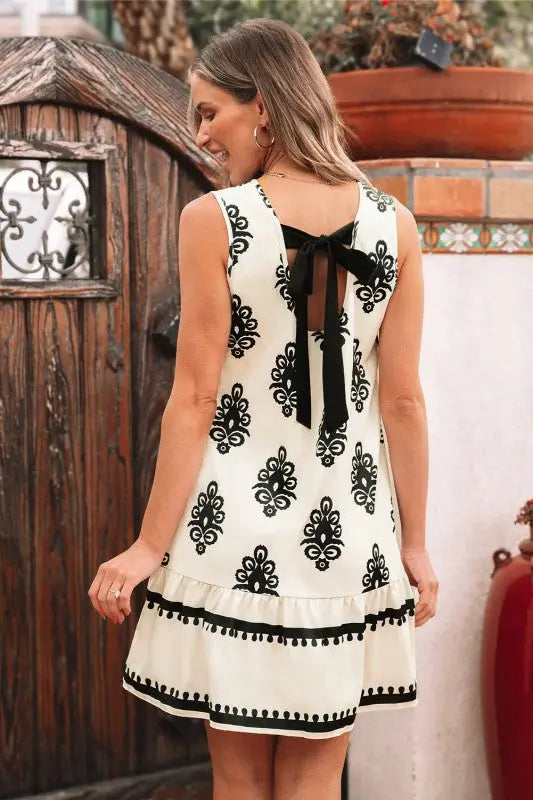 Sizes LG & XLG Jazmin Hollowed Bowknot Back Mini Dress - Day dress