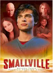 Promotional poster for Smallville featuring the main cast on San Diego Comic Con promo card