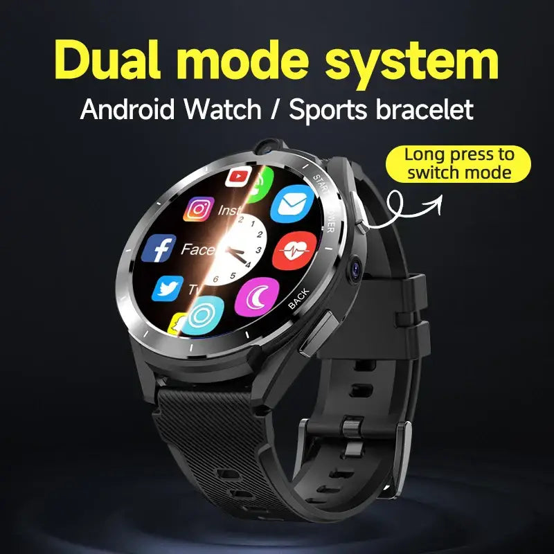 Black smartwatch with silver bezel, app icons, and analog clock face for Smartwatch 1.6 Inch Touch Screen Z40