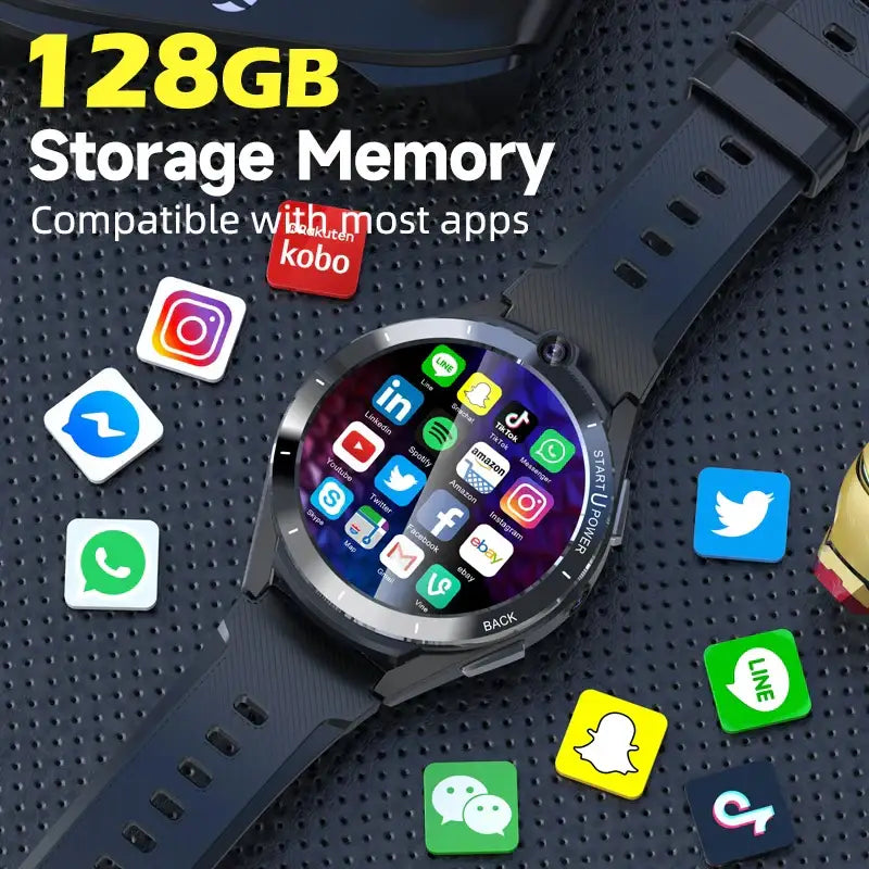 Black smartwatch with round display showing apps, width 750px height, Smartwatch 1.6 Inch Touch Screen Z40