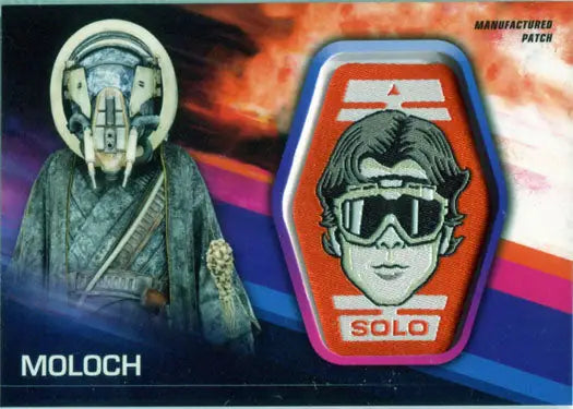 Trading card featuring Moloch and Solo, part of Solo Star Wars Story Patch Card series