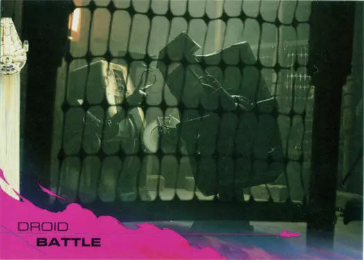 Blurry combat scene behind a mesh, featured on Solo Star Wars Story trading card