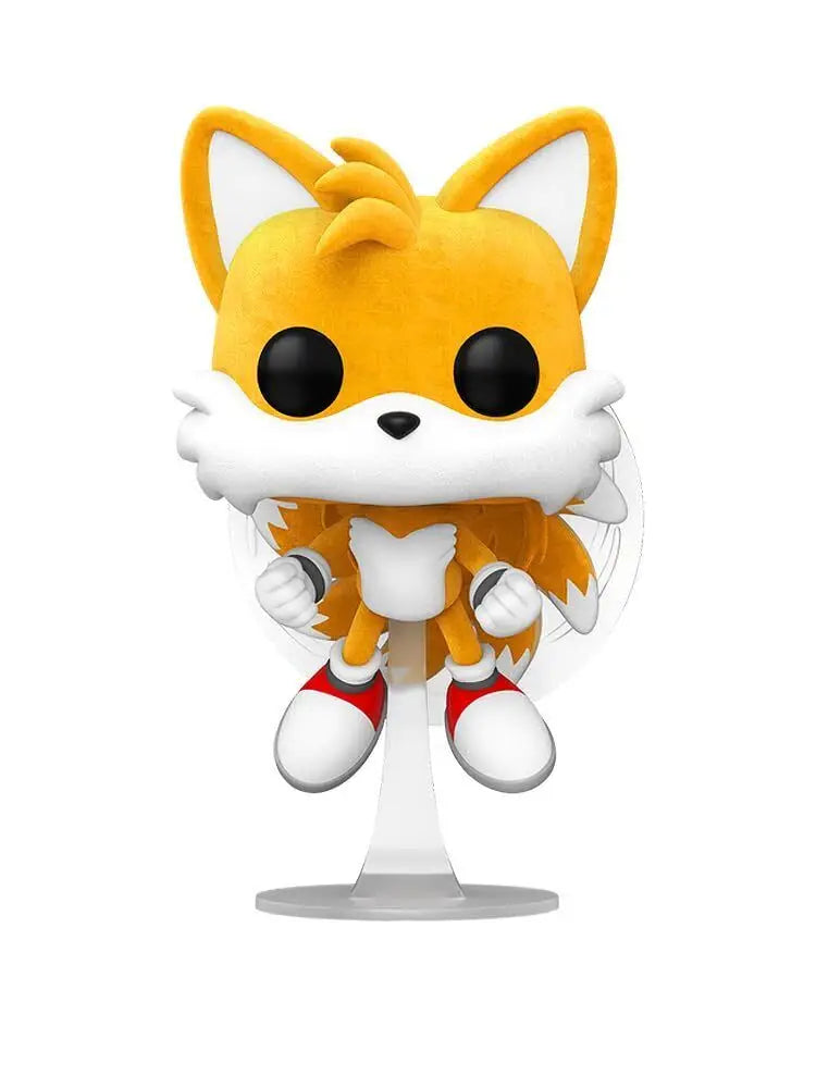 Tails Flying Flocked Chase Funko Pop figure in a protector from Sonic The Hedgehog flocked chase specialty