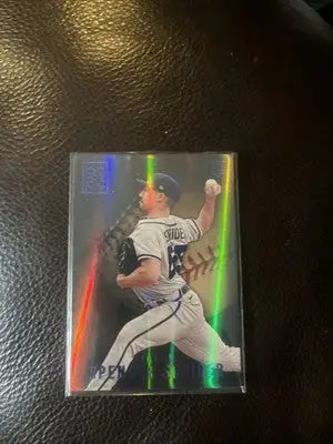 Baseball card featuring Spencer Strider Blue Holo Foil Parallel 2022 Panini Capstone