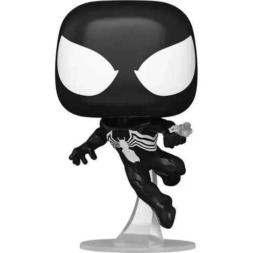 Black suit Spider-Man Funko Pop figure in symbiote suit perfect for collectors