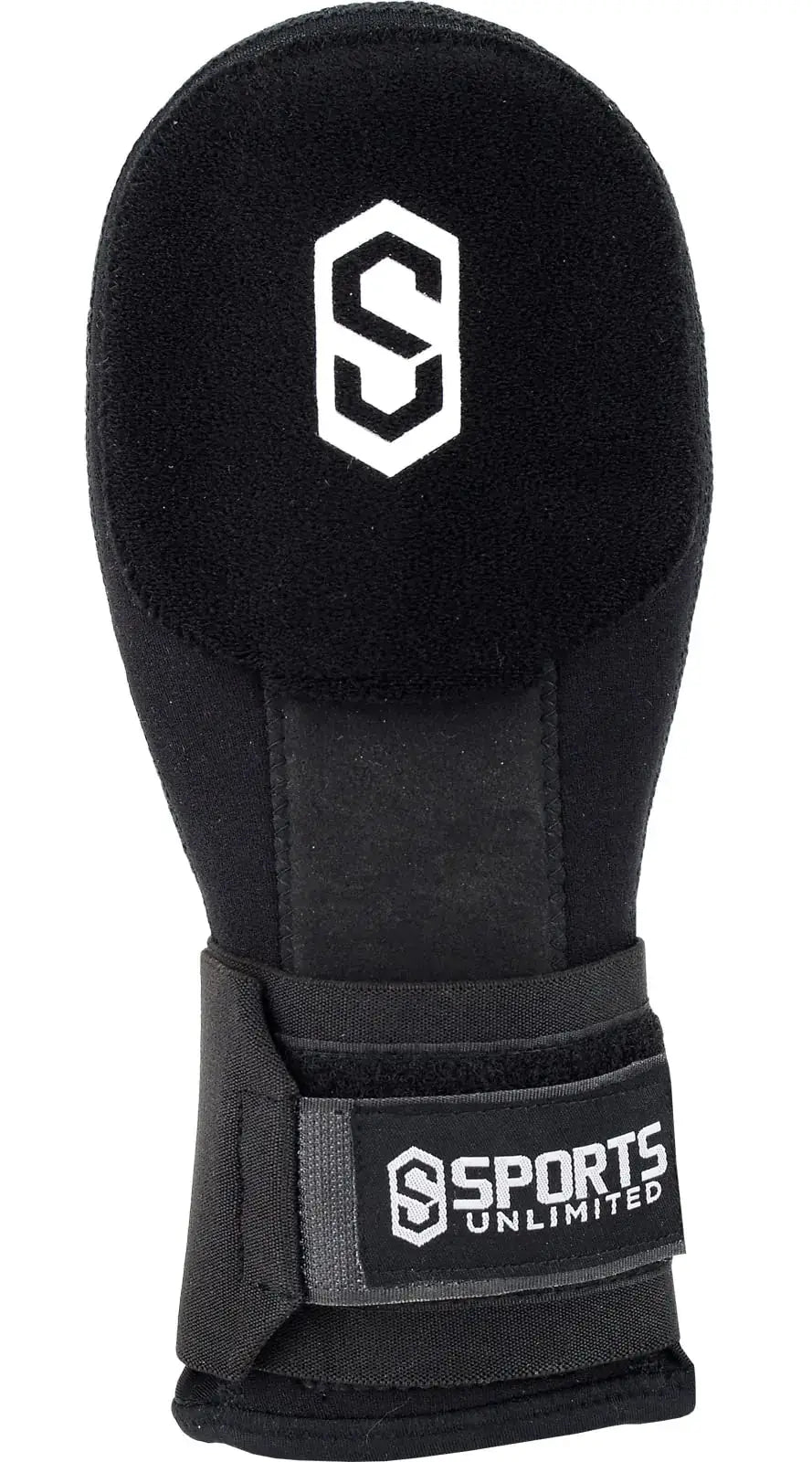 Black neoprene baseball sliding mitten with wrist strap for right or left hand