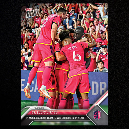 St. Louis City FC wins division MLS Topps Now soccer card celebrating team victory
