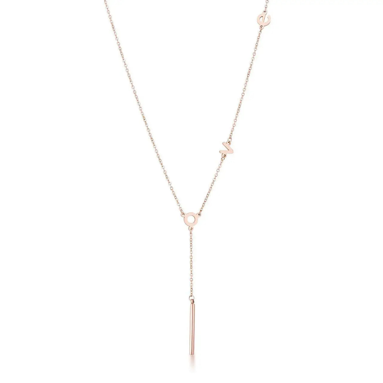 Stainless Steel Rose Goldtone LOVE Necklace - Necklace