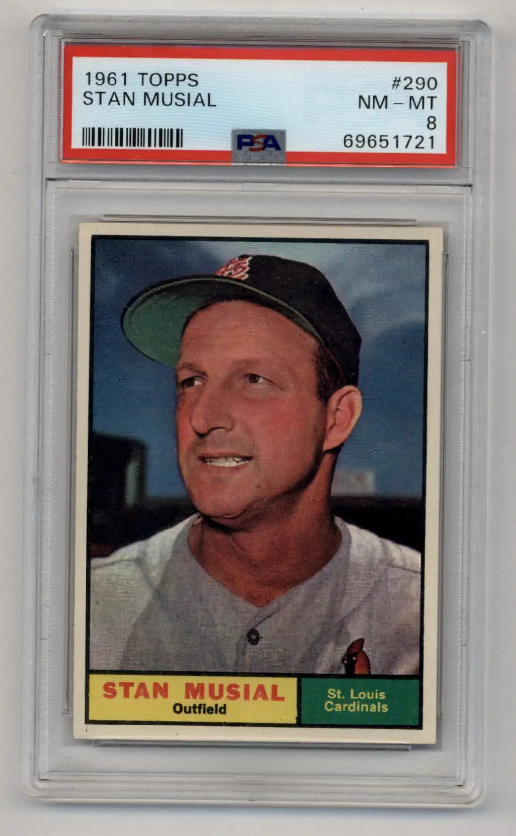 PSA-graded Stan Musial 1961 Topps trading card #290 in Near Mint Mint condition