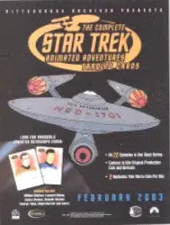 Promotional poster for Star Trek Animated Adventures trading card game with starship art