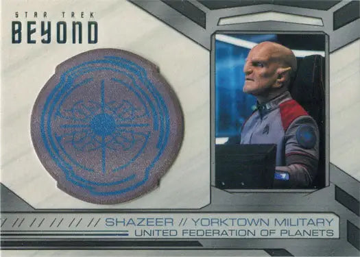 Star Trek Beyond BP5 Shazeer Replica Patch Card featuring iconic character and emblem
