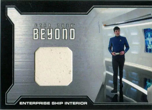 Collectible card featuring Star Trek character and Enterprise ship interior fabric swatch