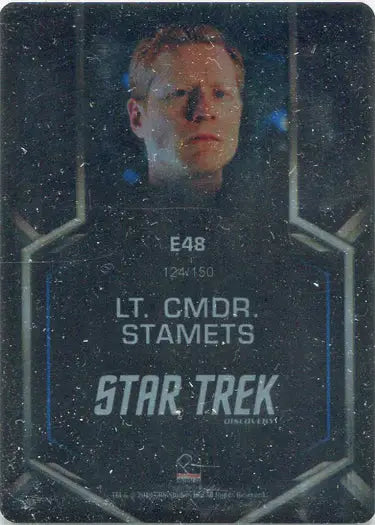Trading card featuring Lt. Cmdr. Stamets from Star Trek Discovery heroism metal card