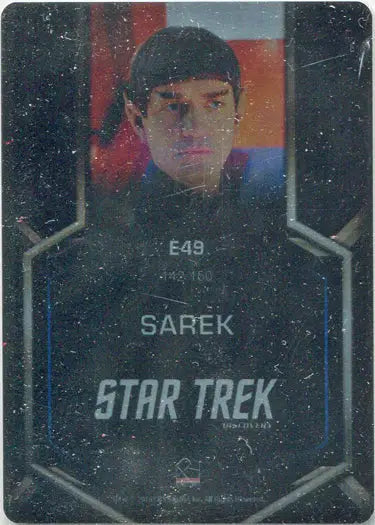 Vulcan character Sarek on Star Trek heroism metal card from Discovery Season 2