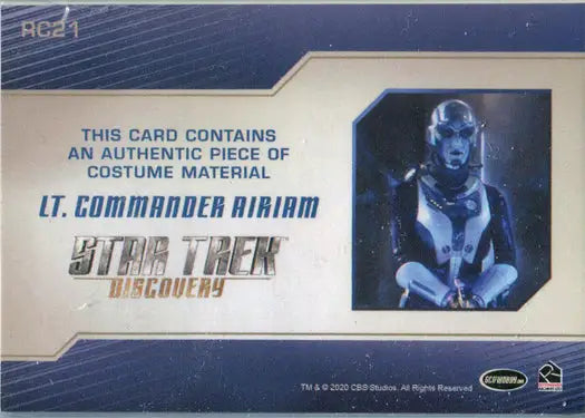 Relic costume card featuring Hannah Cheesman as Airiam from Star Trek Discovery Season 2