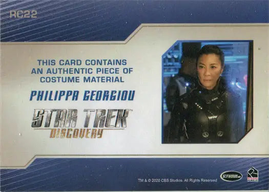Star Trek Discovery relic costume card featuring Michelle Yeoh as P Georgiou