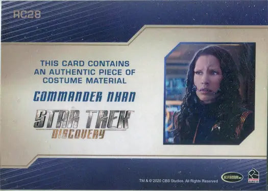 Collectible relic costume card featuring Cmd Nahn from Star Trek Discovery Season 2