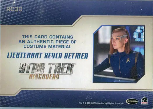 Relic costume card of Emily Coutts as Lt. Detmer from Star Trek Discovery Season 2