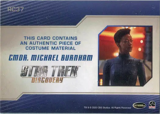 Star Trek Discovery relic costume card RC37 featuring Sonequa Martin-Green’s costume piece