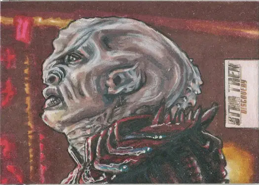Alien creature with skeletal head and teeth on Star Trek Discovery Sketchafex Sketch Card