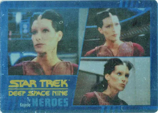 Trading card featuring three portraits of Star Trek: Deep Space Nine characters
