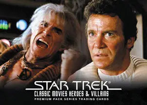 Star Trek Movies Heroes & Villains promo card featuring two characters in an intense scene