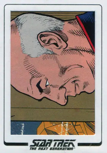 Close-up illustration of a face in the Star Trek TNG Comic Cut Archives style