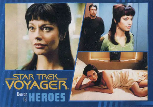 Promotional collage of a female character from Star Trek Voyager gold parallel trading card