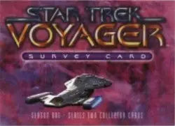 Starship with sleek design on Star Trek Voyager Season 1 trading cards survey card