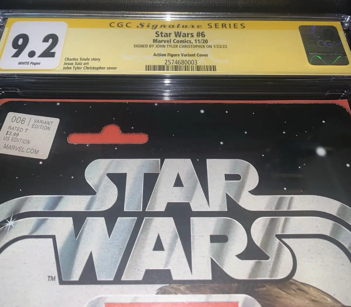 Graded Star Wars comic book featuring John Tyler Christopher figure variant CGC 9.2