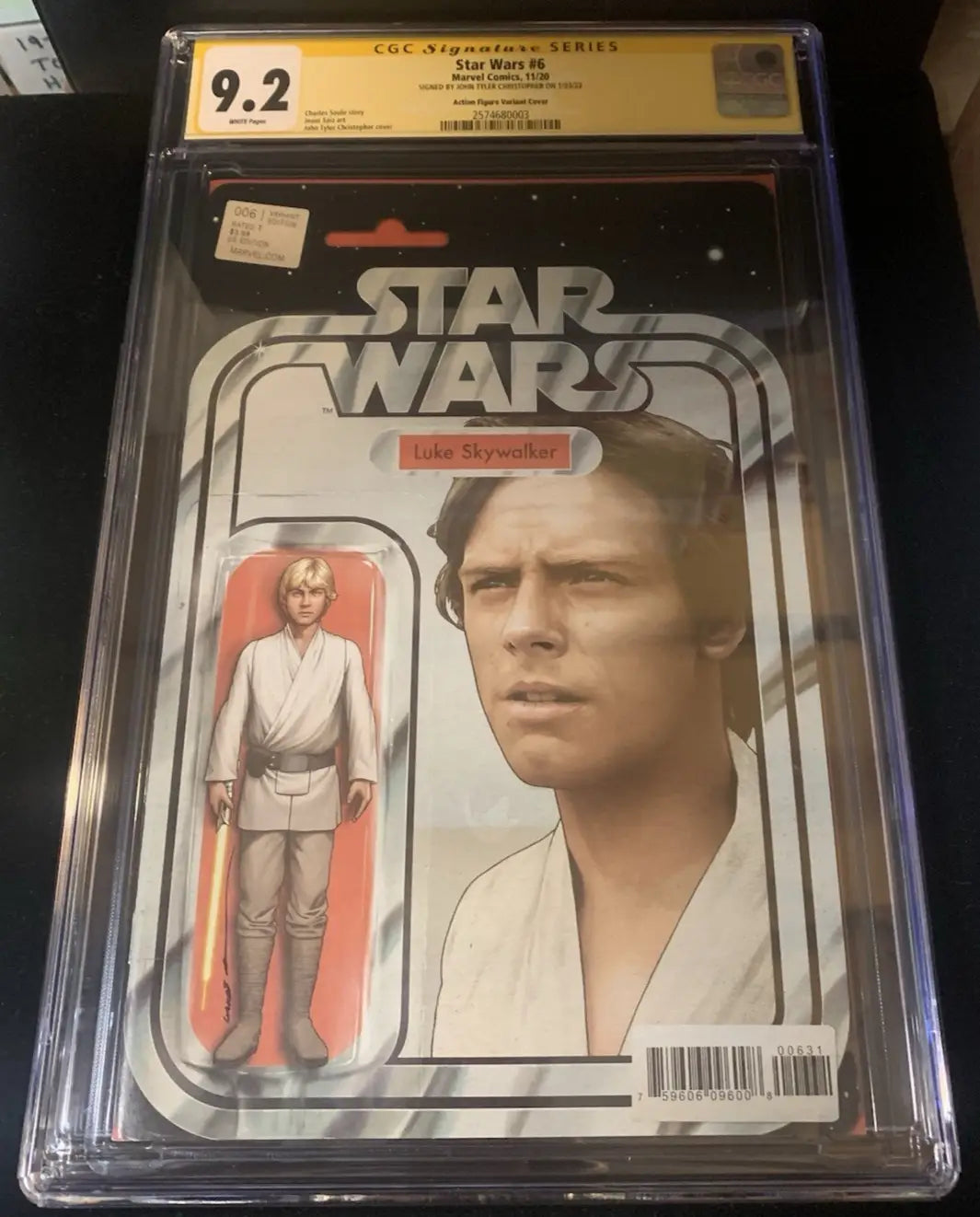 Graded Star Wars comic book featuring Luke Skywalker and John Tyler Christopher figure variant
