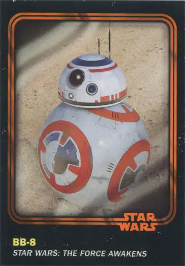 Spherical droid BB-8 in orange and white on Star Wars Orange Parallel Chase Card 48