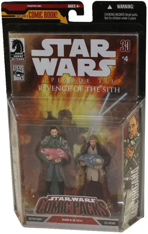 Star Wars action figure set featuring Obi-Wan Kenobi and Bail Organa with trading cards