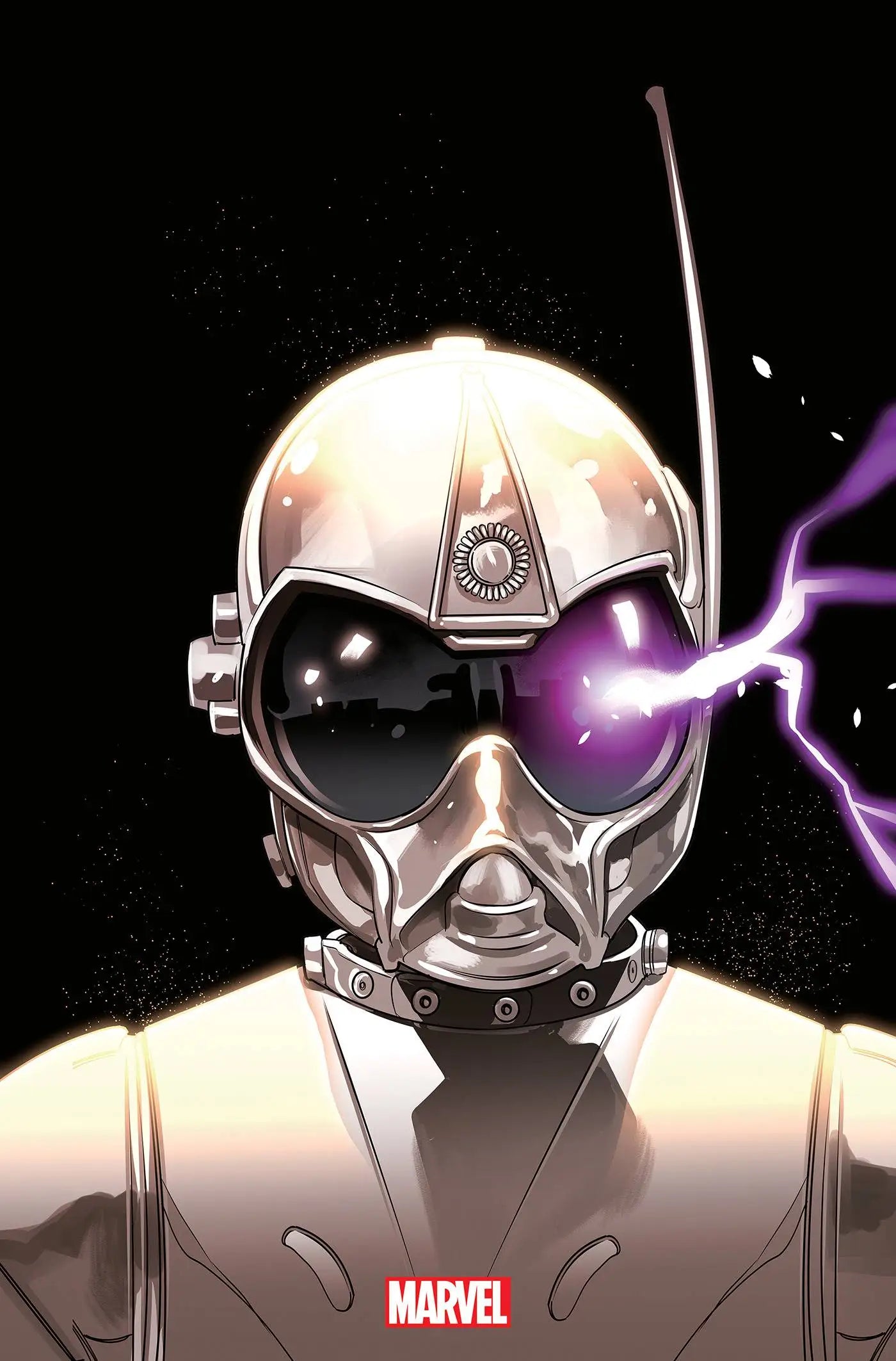 Futuristic robotic head with energy lens in STAR WARS DARK DROIDS #3 trading cards