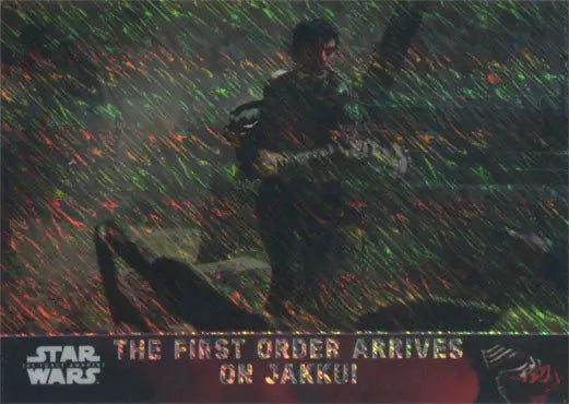 Holographic Star Wars Force Awakens chase card featuring The First Order and Jakku