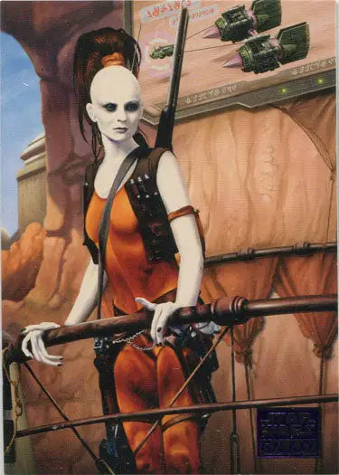 Pale-skinned figure in orange and black on a Star Wars parallel base trading card