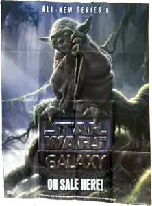 Promotional poster of Yoda for Star Wars Galaxy Box Topper trading cards