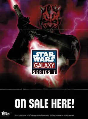 Promotional poster for Star Wars Galaxy Series 7 box topper featuring a Sith character