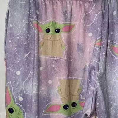 Star Wars Girls Pants with Baby Yoda galaxy print and drawstring waist in size M