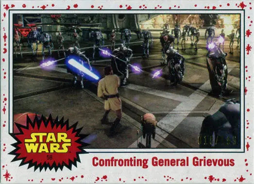 Star Wars Journey to Last Jedi Parallel Chase Card featuring Jedi vs General Grievous scene